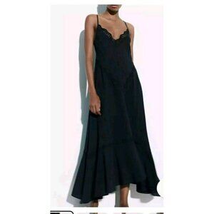 ZARA VOLUMINOUS COTTON DRESS BLACK - REF. 0881/308  $70 Size Xs NWT